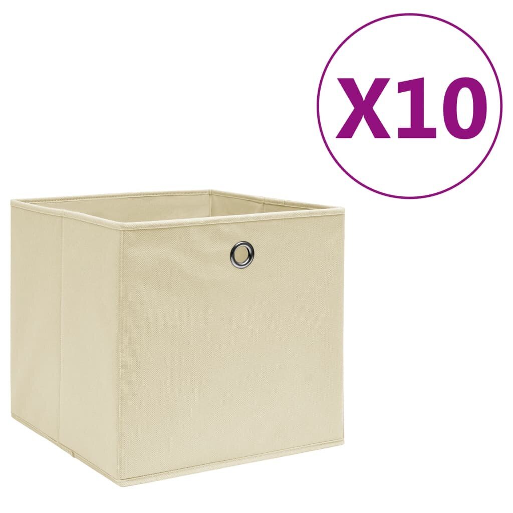 vidaXL Säilytyslaatikot 10 kpl kuitukangas 28x28x28 cm kerma hinta ja tiedot | Säilytyslaatikot ja -korit | hobbyhall.fi