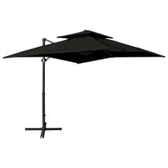 vidaXL Riippuva aurinkovarjo tuplakatolla 250x250 cm musta hinta ja tiedot | Aurinkovarjot ja markiisit | hobbyhall.fi