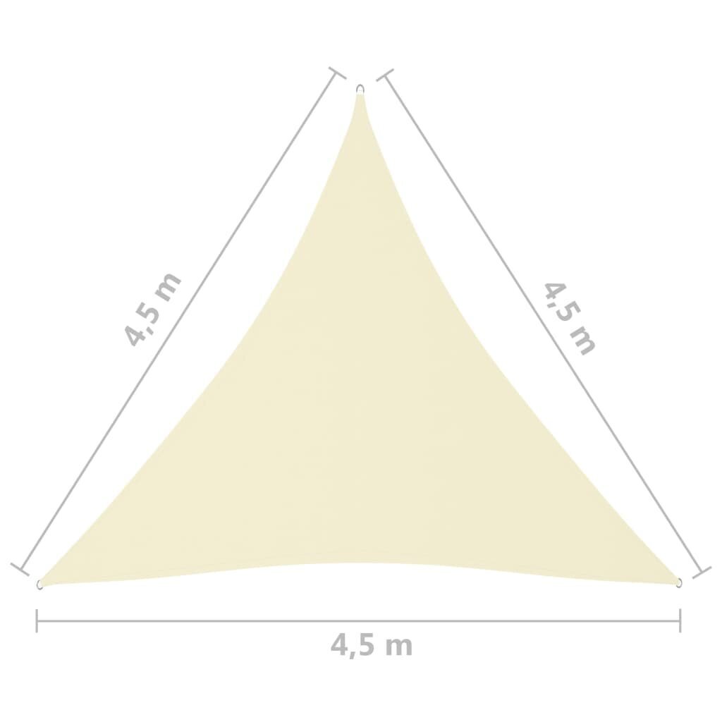 vidaXL Aurinkopurje Oxford-kangas kolmio 4,5x4,5x4,5 m kerma hinta ja tiedot | Aurinkovarjot ja markiisit | hobbyhall.fi