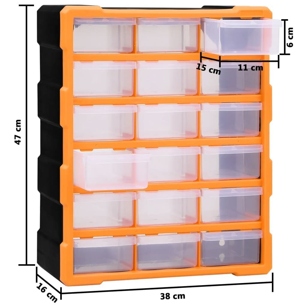 vidaXL Monilaatikkojärjestelijä 18 keskilaatikolla 38x16x47 cm hinta ja tiedot | Varastohyllyt | hobbyhall.fi