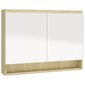 vidaXL LED kylpyhuoneen peilikaappi 80x15x60 cm MDF valkoinen ja tammi hinta ja tiedot | Kylpyhuonekaapit | hobbyhall.fi