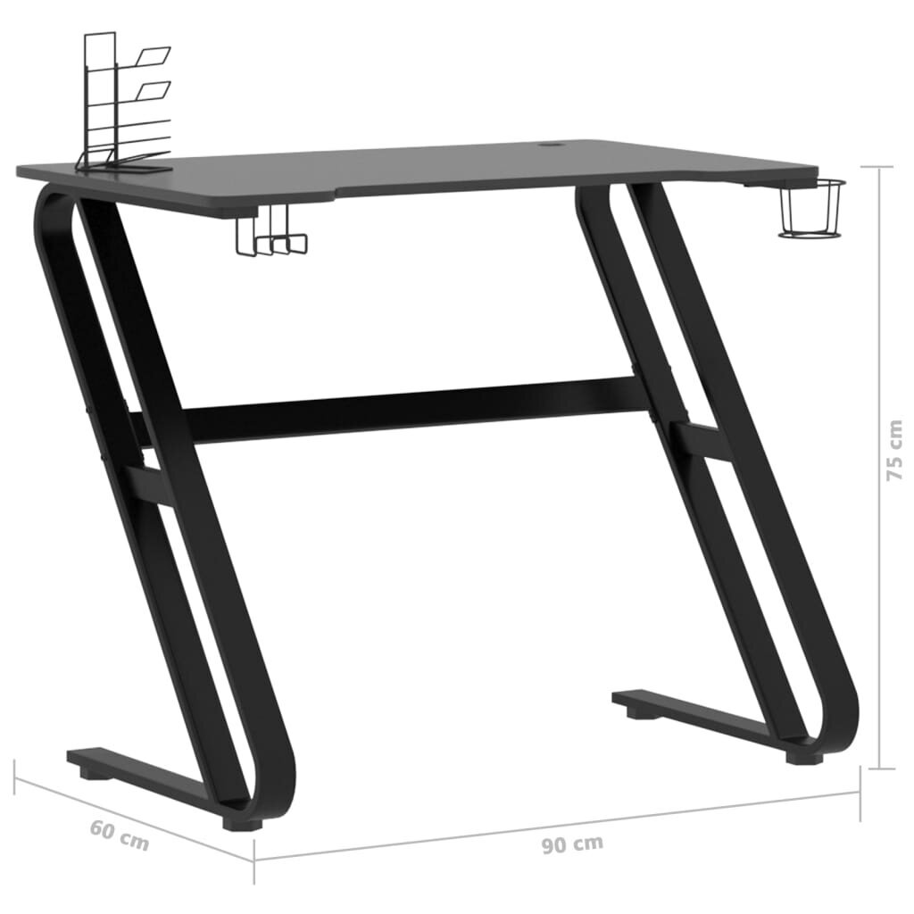 vidaXL Pelipöytä ZZ-muotoisilla jaloilla musta 90x60x75 cm hinta ja tiedot | Tietokonepöydät ja työpöydät | hobbyhall.fi