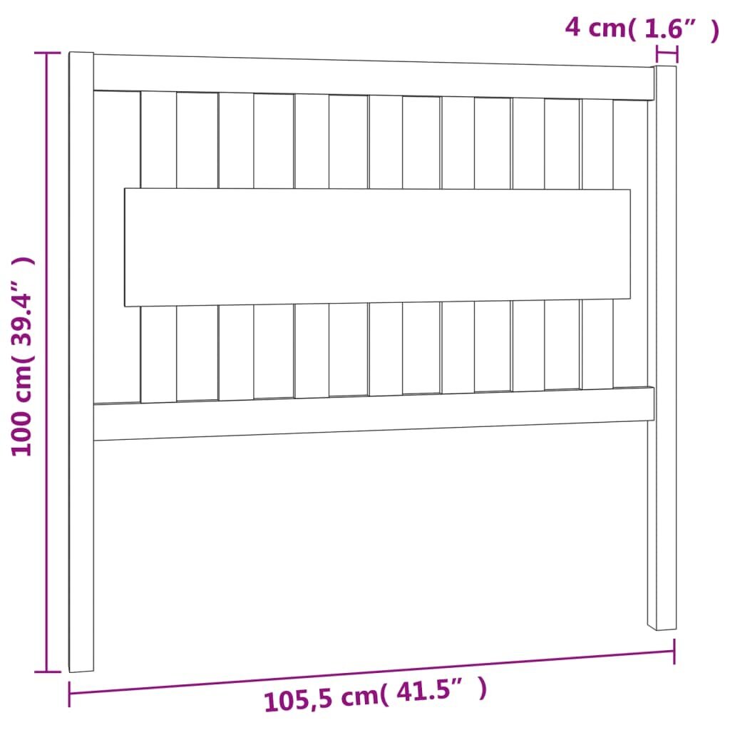 vidaXL Sängynpääty valkoinen 105,5x4x100 cm täysi mänty hinta ja tiedot | Sängyt | hobbyhall.fi