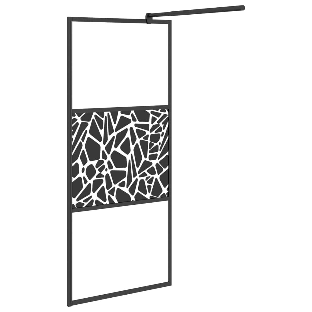 vidaXL Walk-in suihkuseinäke 80x195 cm ESG-lasi kivikuvioinnilla musta hinta ja tiedot | Suihkuseinät ja -ovet | hobbyhall.fi