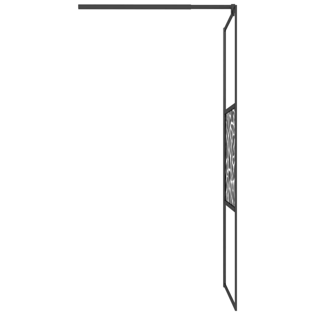 vidaXL Walk-in suihkuseinäke 80x195 cm ESG-lasi kivikuvioinnilla musta hinta ja tiedot | Suihkuseinät ja -ovet | hobbyhall.fi