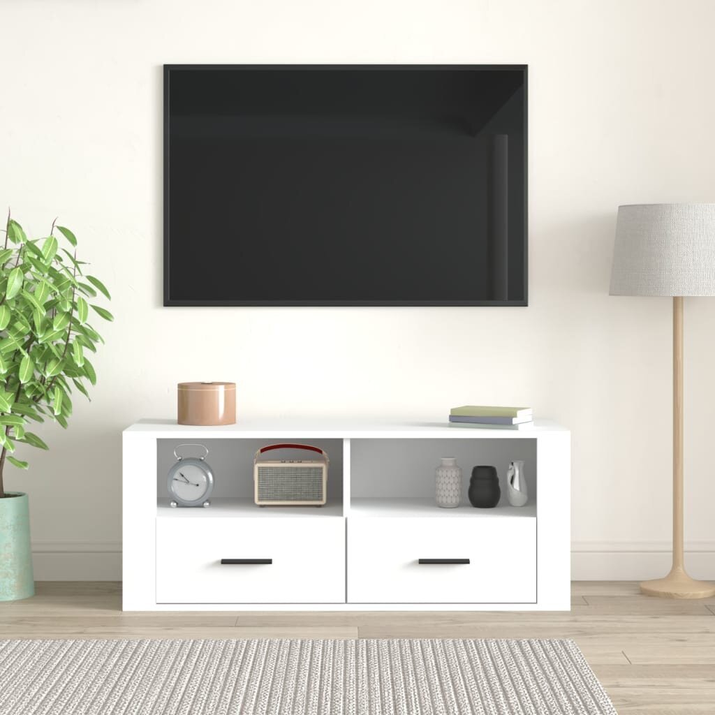 vidaXL TV-taso valkoinen 100x35x40 cm tekninen puu hinta ja tiedot | TV-tasot | hobbyhall.fi
