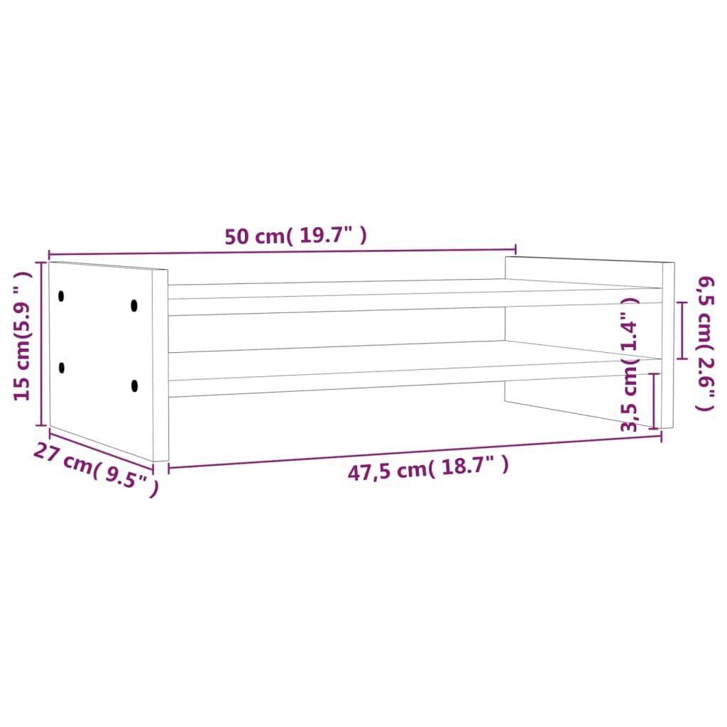 vidaXL Näyttökoroke valkoinen 50x27x15 cm täysi mänty hinta ja tiedot | Näyttötelineet | hobbyhall.fi