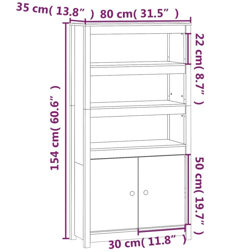 vidaXL Kaappi harmaa 80x35x154 cm täysi mänty hinta ja tiedot | Lipastot | hobbyhall.fi