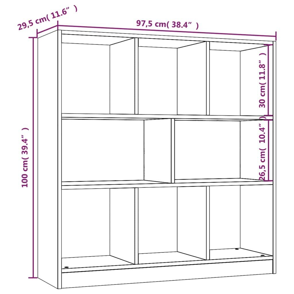 vidaXL Kirjakaappi ruskea tammi 97,5x29,5x100 cm tekninen puu hinta ja tiedot | Hyllyt | hobbyhall.fi