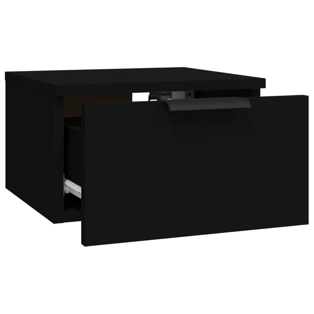 vidaXL Seinäkiinnitettävät yöpöydät 2 kpl musta 34x30x20 cm hinta ja tiedot | Olohuoneen kaapit ja lipastot | hobbyhall.fi