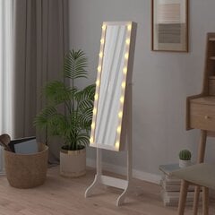 vidaXL Vapaasti seisova peili LED-valoilla valkoinen 34x37x146 cm hinta ja tiedot | Peilit | hobbyhall.fi