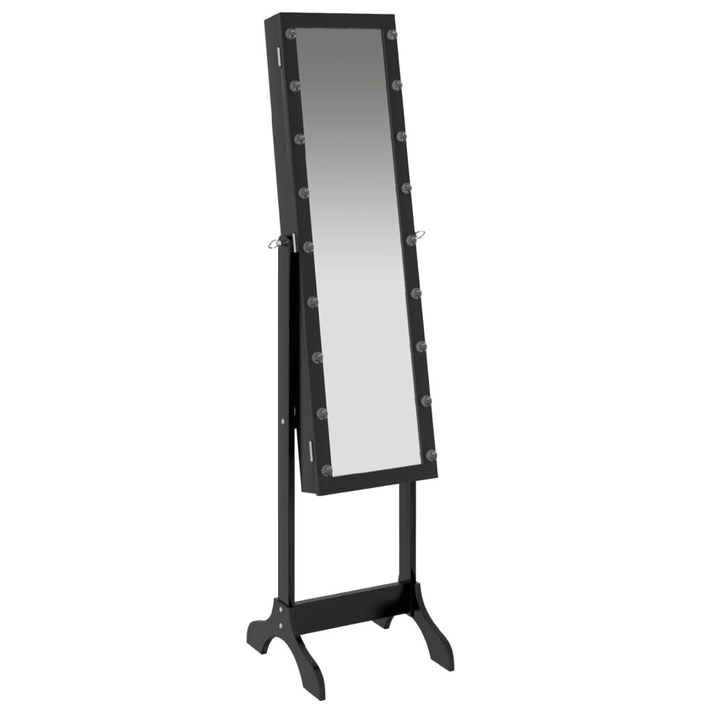vidaXL Vapaasti seisova peili LED-valoilla musta 34x37x146 cm hinta ja tiedot | Peilit | hobbyhall.fi