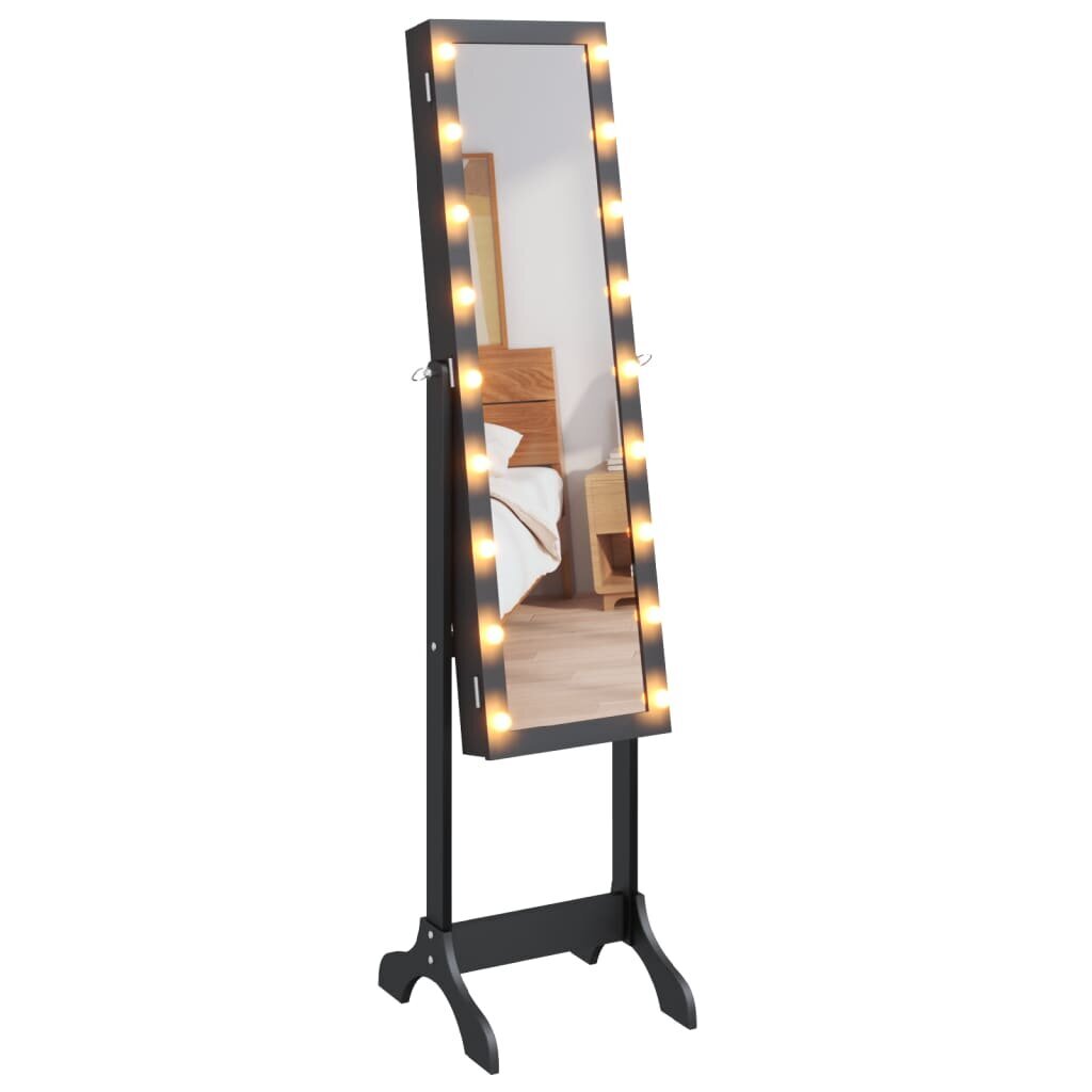 vidaXL Vapaasti seisova peili LED-valoilla musta 34x37x146 cm hinta ja tiedot | Peilit | hobbyhall.fi
