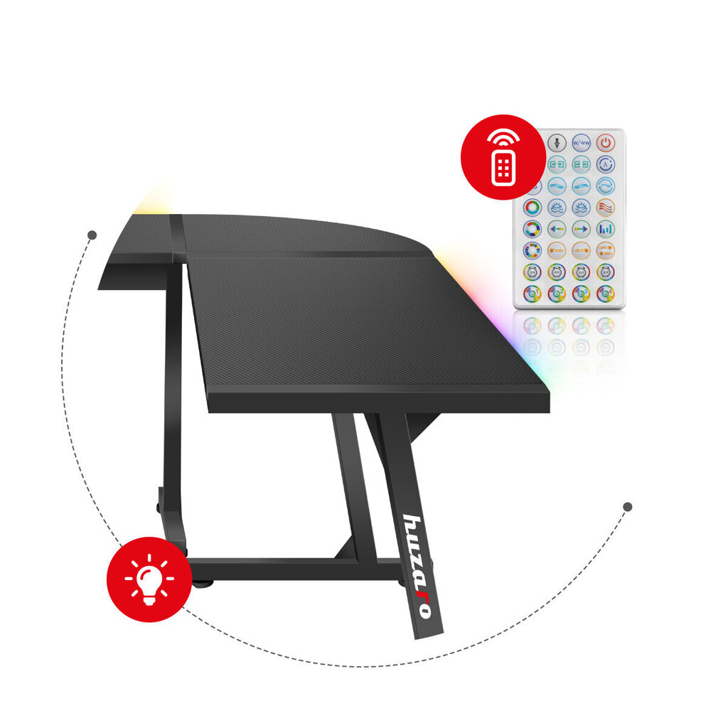HUZARO Hero 6.0 RGB LED Smart - pelipöytä hinta ja tiedot | Tietokonepöydät ja työpöydät | hobbyhall.fi