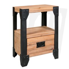 vidaXL Yöpöytä Kiinteä akaasiapuu teräs 40x30x54 cm hinta ja tiedot | Yöpöydät | hobbyhall.fi