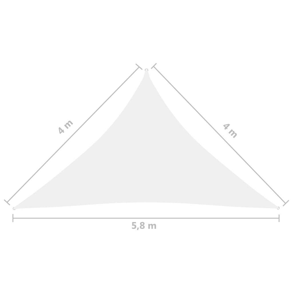 vidaXL Aurinkopurje Oxford-kangas kolmio 4x4x5,8 m valkoinen hinta ja tiedot | Aurinkovarjot ja markiisit | hobbyhall.fi