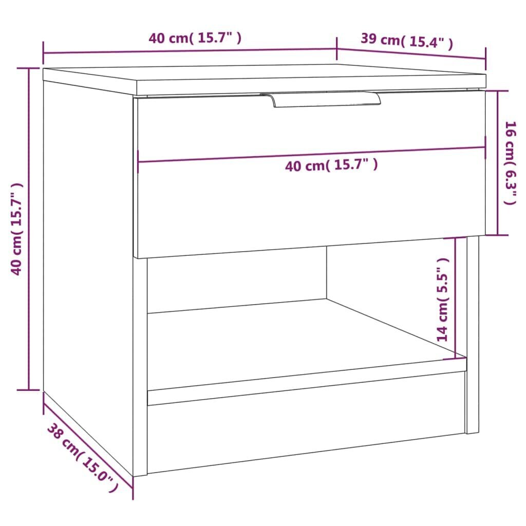 vidaXL Yöpöytä valkoinen hinta ja tiedot | Yöpöydät | hobbyhall.fi