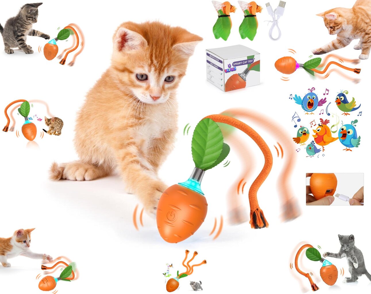 Interaktiivinen älykäs lelu kissoille pallo Smart Cat Ball Carrot hinta ja tiedot | Kissan lelut | hobbyhall.fi