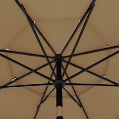 vidaXL 3-tasoinen aurinkovarjo alumiinitanko harmaanruskea 3,5 m hinta ja tiedot | Aurinkovarjot ja markiisit | hobbyhall.fi