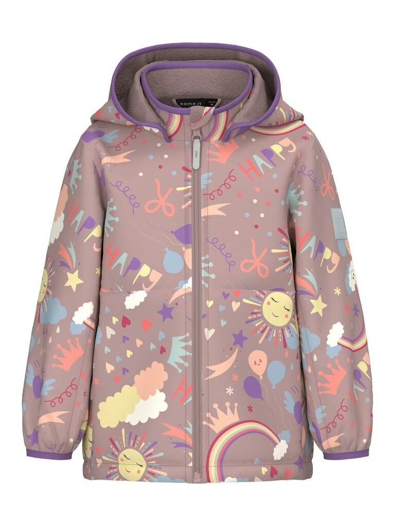 Name It lasten softshell-takki 13223486*01, harmaa pinkki/violetti 5715508393039 hinta ja tiedot | Tyttöjen takit | hobbyhall.fi