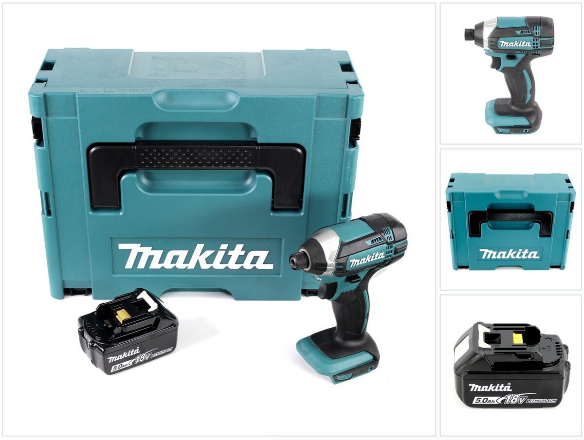 Makita DTD 152 RTJ akkuiskunväännin 18V 165Nm + 2x akut 5,0Ah + pikalaturi Makpac 2 hinta ja tiedot | Akkuporakoneet ja ruuvinvääntimet | hobbyhall.fi