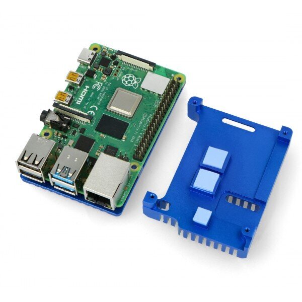 Raspberry Pi 4B alumiinijäähdytin - sininen laatikko hinta ja tiedot | Mikrokontrollerit | hobbyhall.fi