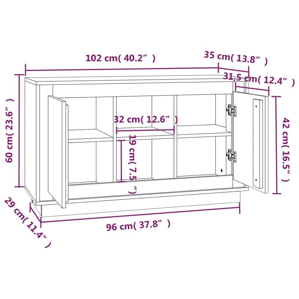 vidaXL Senkki musta 102x35x60 cm tekninen puu hinta ja tiedot | Olohuoneen kaapit ja lipastot | hobbyhall.fi