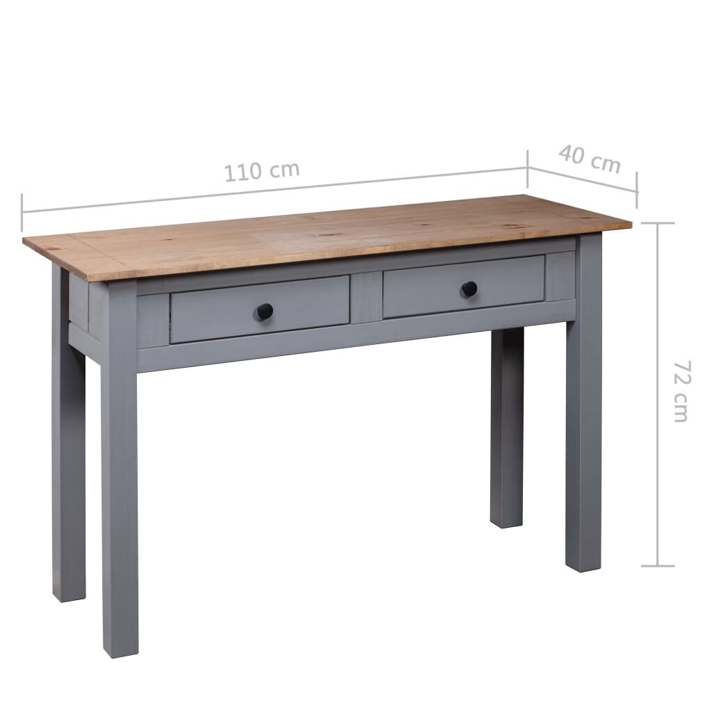 vidaXL Konsolipöytä harmaa 110x40x72 cm täysi mänty Panama-sarja hinta ja tiedot | Sohvapöydät | hobbyhall.fi