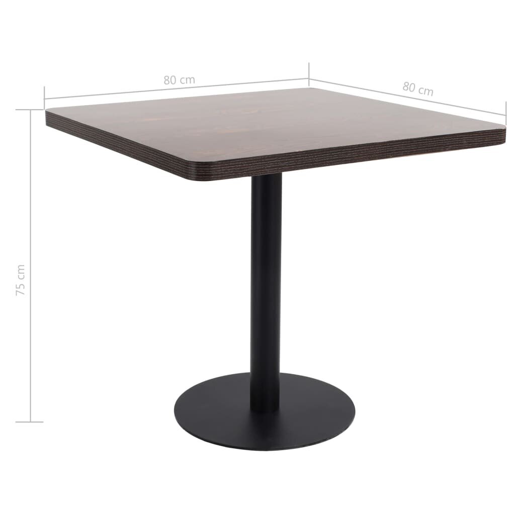 vidaXL Bistropöytä tummanruskea 80x80 cm MDF hinta ja tiedot | Ruokapöydät | hobbyhall.fi