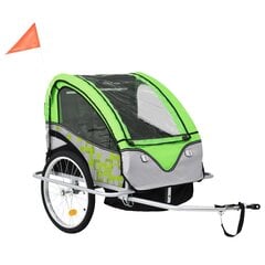 vidaXL 2-in-1 polkupyörän peräkärry/rattaat vihreä ja harmaa hinta ja tiedot | Polkupyörän peräkärryt | hobbyhall.fi
