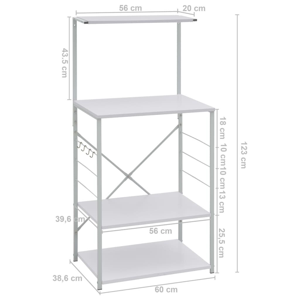 vidaXL Mikroaaltouunikaappi valkoinen 60x39,6x123 cm tekninen puu hinta ja tiedot | Keittiön kaapit | hobbyhall.fi