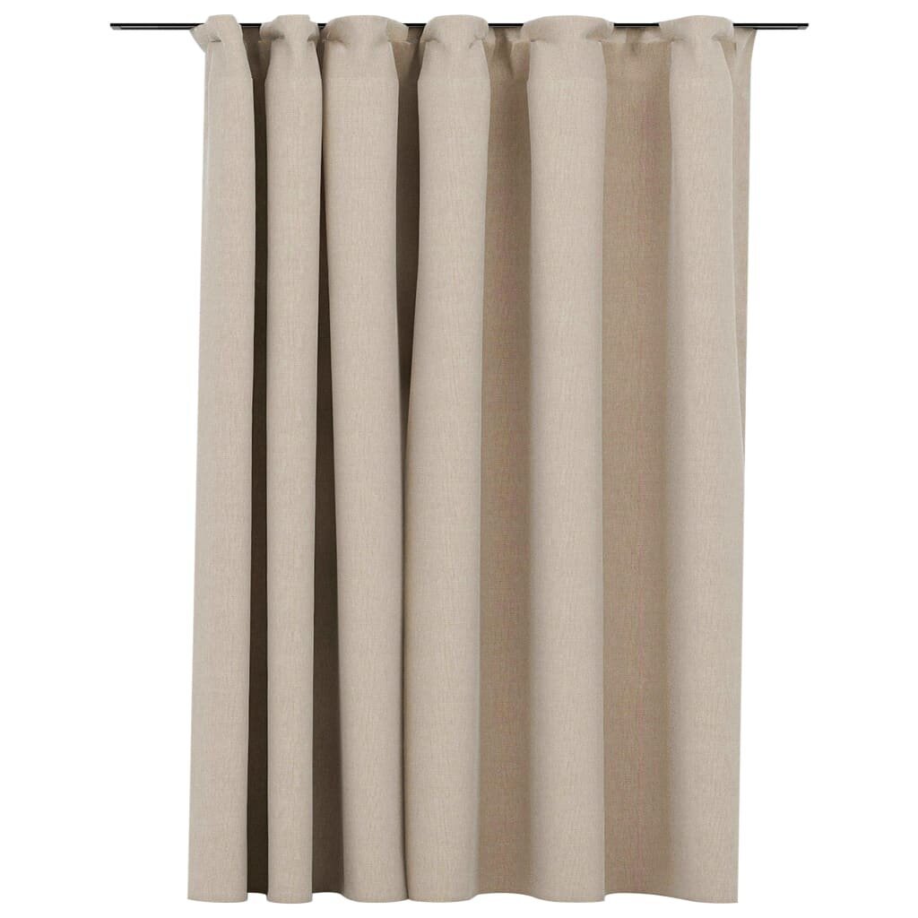 vidaXL Pellavamainen pimennysverho koukuilla beige 290x245 cm hinta ja tiedot | Verhot | hobbyhall.fi