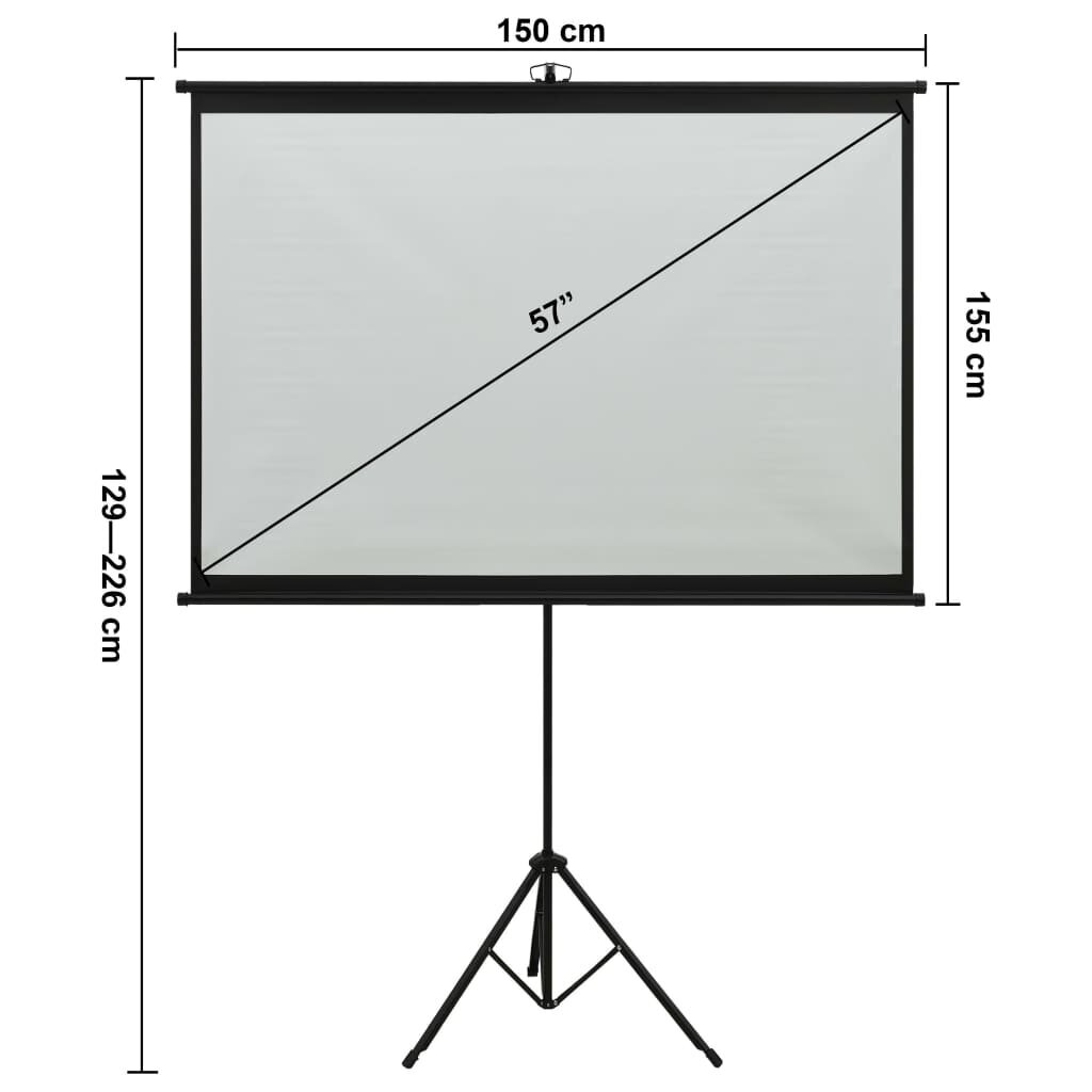 vidaXL Valkokangas jalustalla 57" 1:1 hinta ja tiedot | Valkokankaat | hobbyhall.fi