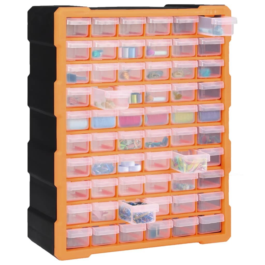 vidaXL Monilaatikko järjestelijä 60 laatikolla 38x16x47,5 cm hinta ja tiedot | Työkalupakit ja muu työkalujen säilytys | hobbyhall.fi