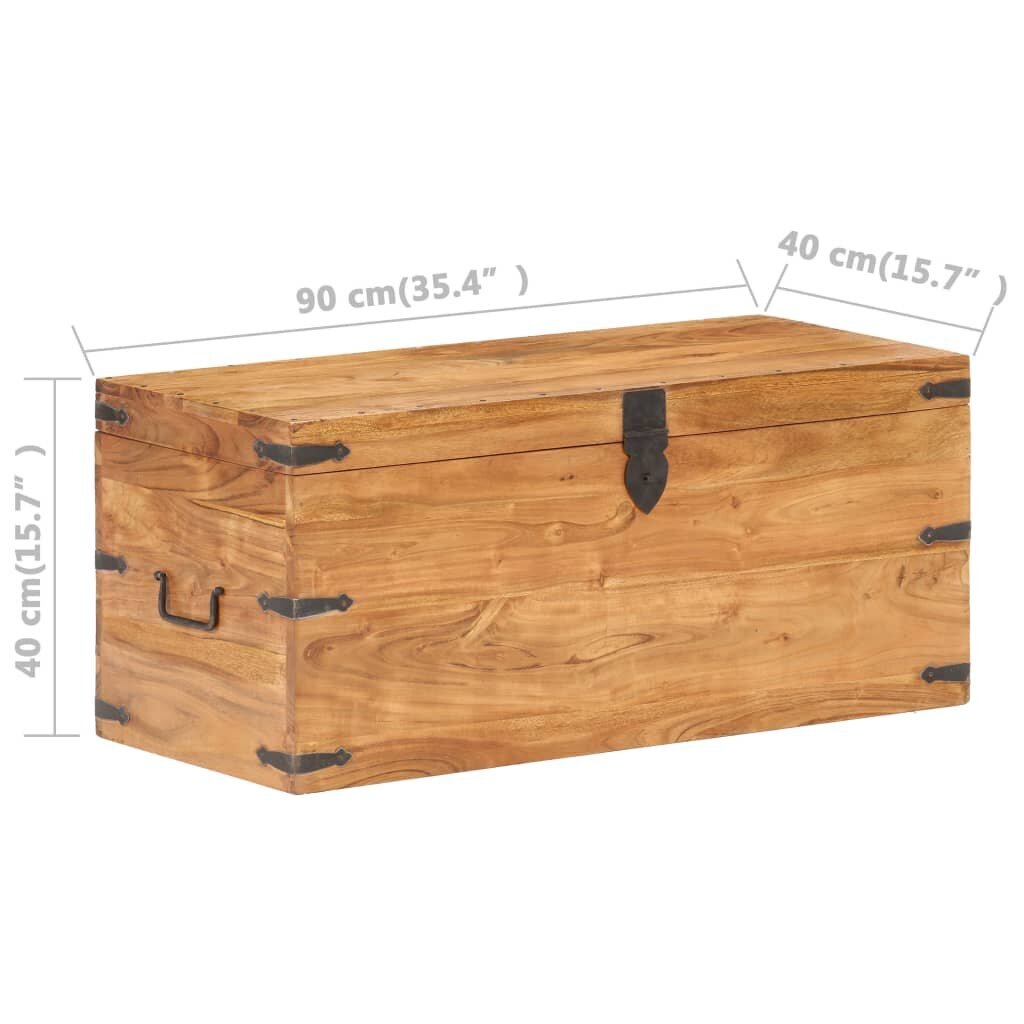 vidaXL Arkku 90x40x40 cm täysi akaasiapuu hinta ja tiedot | Säilytyslaatikot ja -korit | hobbyhall.fi