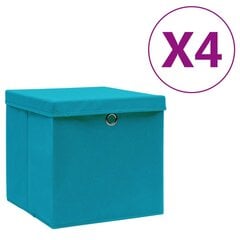 vidaXL Säilytyslaatikot kansilla 4 kpl 28x28x28 cm vaaleansininen hinta ja tiedot | Säilytyslaatikot ja -korit | hobbyhall.fi