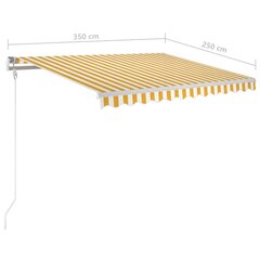 vidaXL Automaattisesti sisäänkelattava markiisi 350x250cm keltavalk. hinta ja tiedot | Aurinkovarjot ja markiisit | hobbyhall.fi