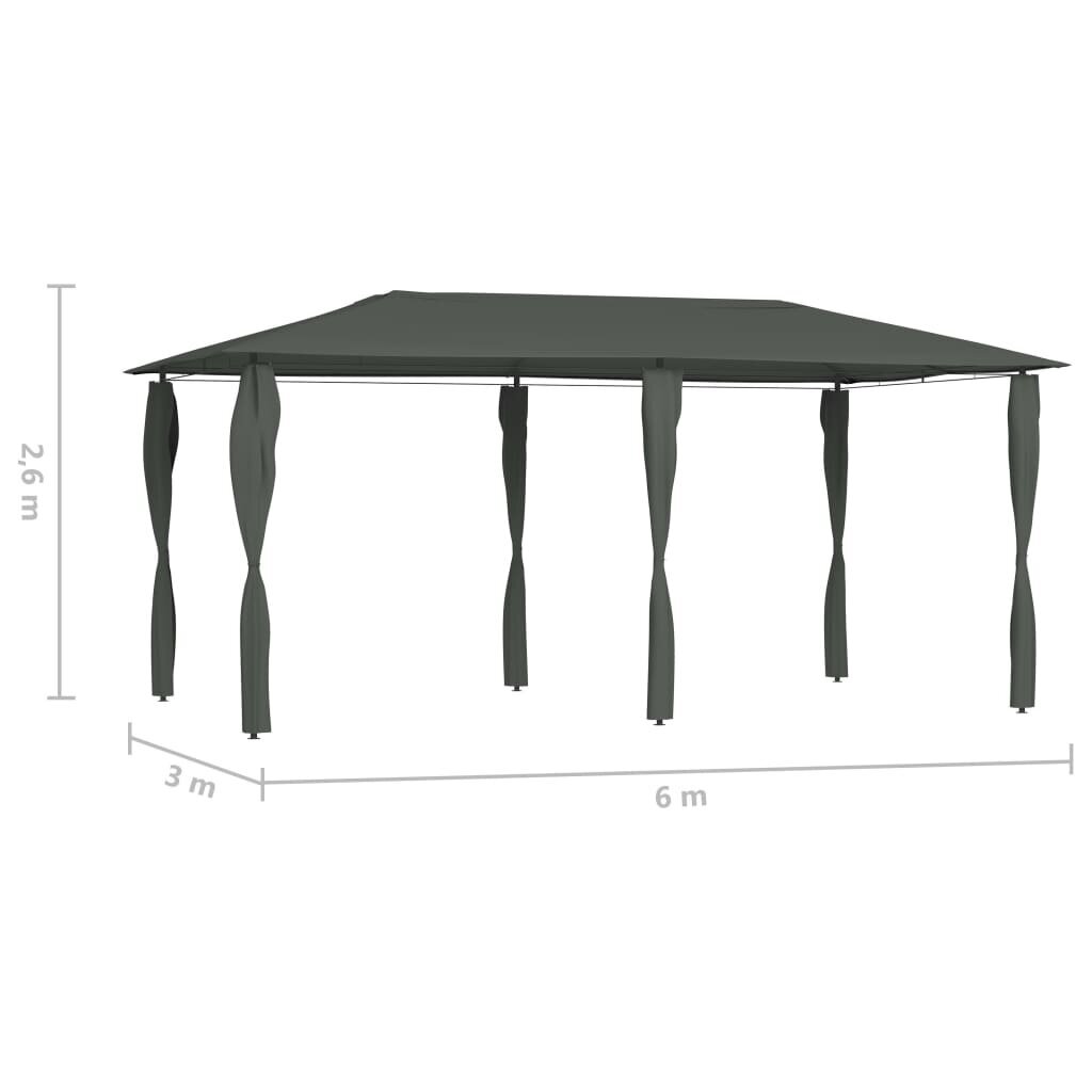 vidaXL Huvimaja sivuseinillä 3x6x2,6 m antrasiitti 160 g/m² hinta ja tiedot | Puutarhapaviljongit | hobbyhall.fi