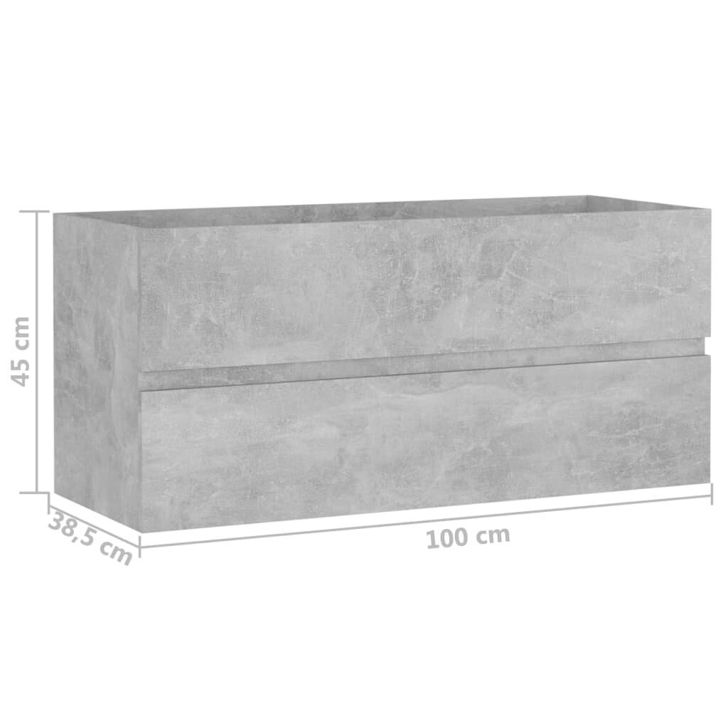 vidaXL Allaskaappi betoninharmaa 100x38,5x45 cm lastulevy hinta ja tiedot | Kylpyhuonekaapit | hobbyhall.fi