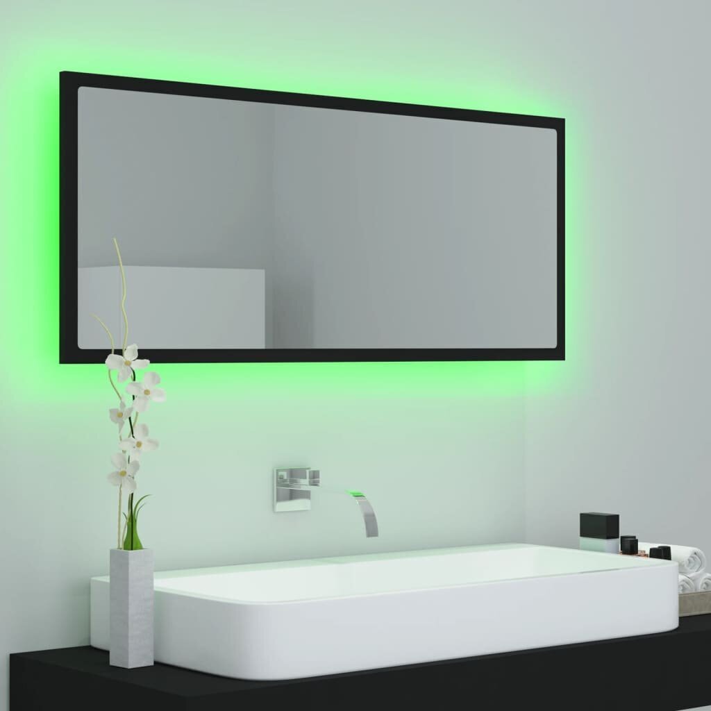vidaXL LED-kylpyhuonepeili musta 100x8,5x37 cm akryyli hinta ja tiedot | Kylpyhuonepeilit | hobbyhall.fi