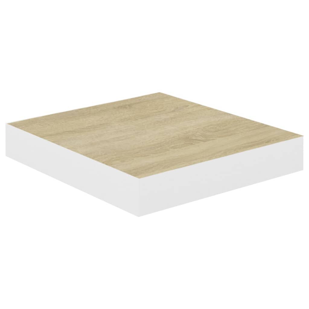 vidaXL Kelluvat seinähyllyt 2 kpl tammi ja valkoinen 23x23,5x3,8cm MDF hinta ja tiedot | Hyllyt | hobbyhall.fi