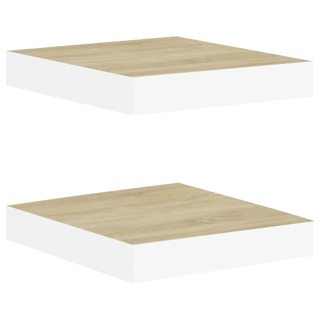 vidaXL Kelluvat seinähyllyt 2 kpl tammi ja valkoinen 23x23,5x3,8cm MDF hinta ja tiedot | Hyllyt | hobbyhall.fi