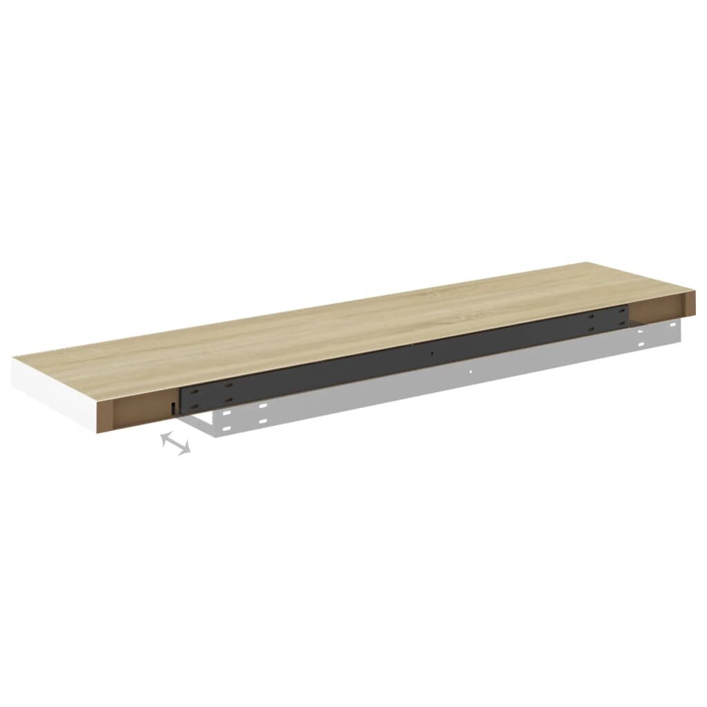 vidaXL Kelluvat seinähyllyt 2kpl tammi ja valkoinen 120x23,5x3,8cm MDF hinta ja tiedot | Hyllyt | hobbyhall.fi