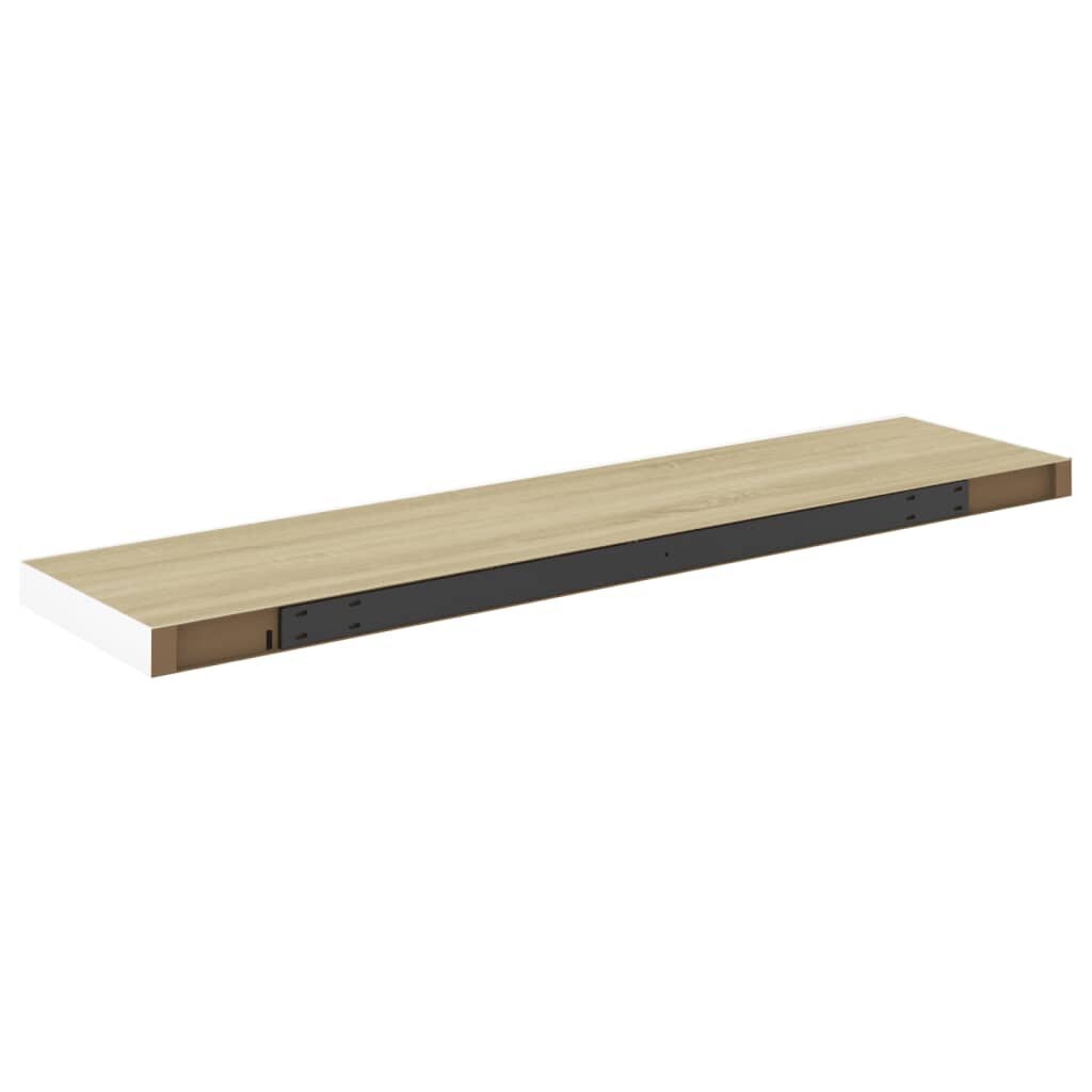 vidaXL Kelluvat seinähyllyt 2kpl tammi ja valkoinen 120x23,5x3,8cm MDF hinta ja tiedot | Hyllyt | hobbyhall.fi