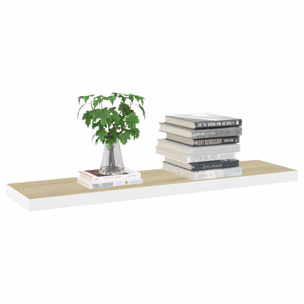 vidaXL Kelluvat seinähyllyt 2kpl tammi ja valkoinen 120x23,5x3,8cm MDF hinta ja tiedot | Hyllyt | hobbyhall.fi