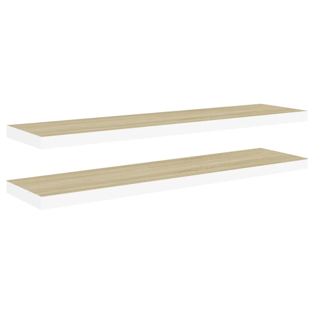 vidaXL Kelluvat seinähyllyt 2kpl tammi ja valkoinen 120x23,5x3,8cm MDF hinta ja tiedot | Hyllyt | hobbyhall.fi