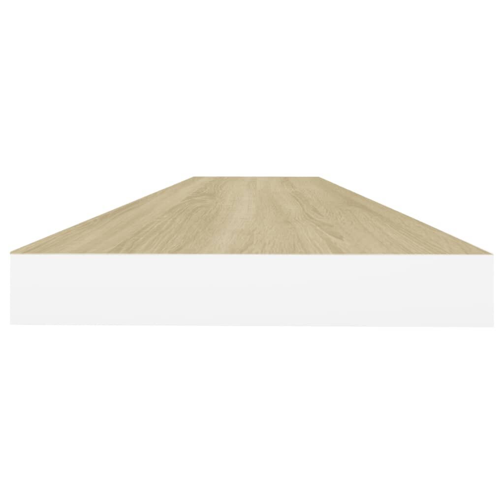 vidaXL Kelluvat seinähyllyt 2kpl tammi ja valkoinen 120x23,5x3,8cm MDF hinta ja tiedot | Hyllyt | hobbyhall.fi