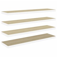 vidaXL Kelluvat seinähyllyt 4kpl tammi ja valkoinen 120x23,5x3,8cm MDF hinta ja tiedot | Hyllyt | hobbyhall.fi