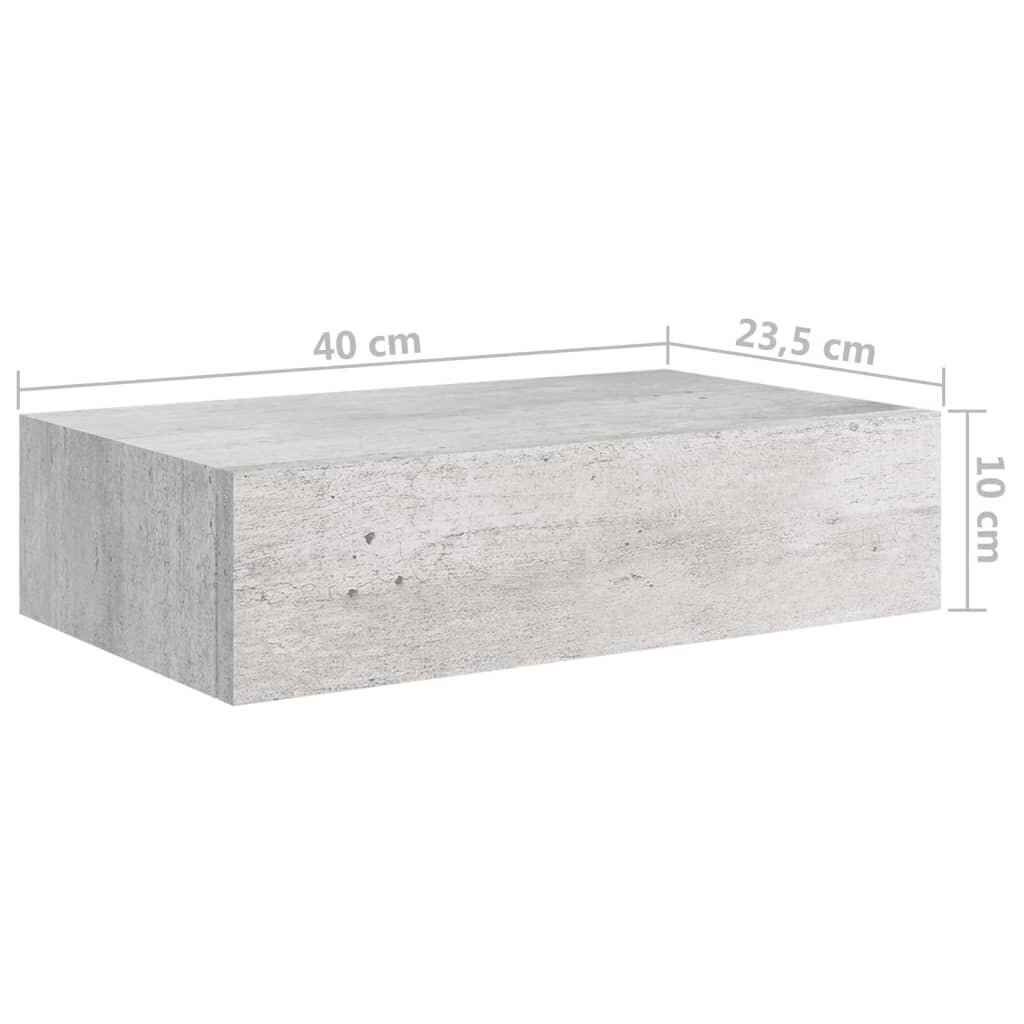 vidaXL Seinälaatikkohylly betoninharmaa 40x23,5x10 cm MDF hinta ja tiedot | Hyllyt | hobbyhall.fi