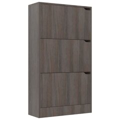 vidaXL Kenkäkaappi 3 ovella harmaa Sonoma-tammi 59x24x105 cm lastulevy hinta ja tiedot | Kenkäkaapit ja -hyllyt | hobbyhall.fi